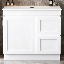 Stefania 900mm Matte White Freestanding Single Vanity with Stone Countertop